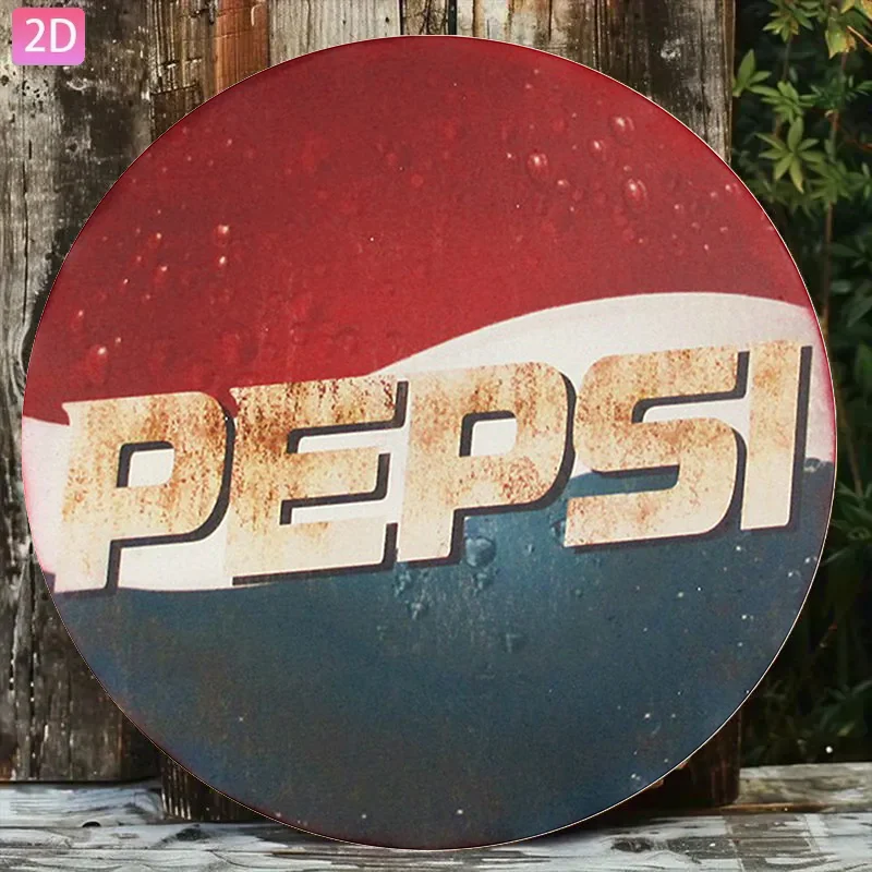 Placa de Metal Vintage 2D Pepsi, Logo Clássico de Bebida Refrigerante, Arte de Parede Rústica para Decoração de Casa, Bar e Café