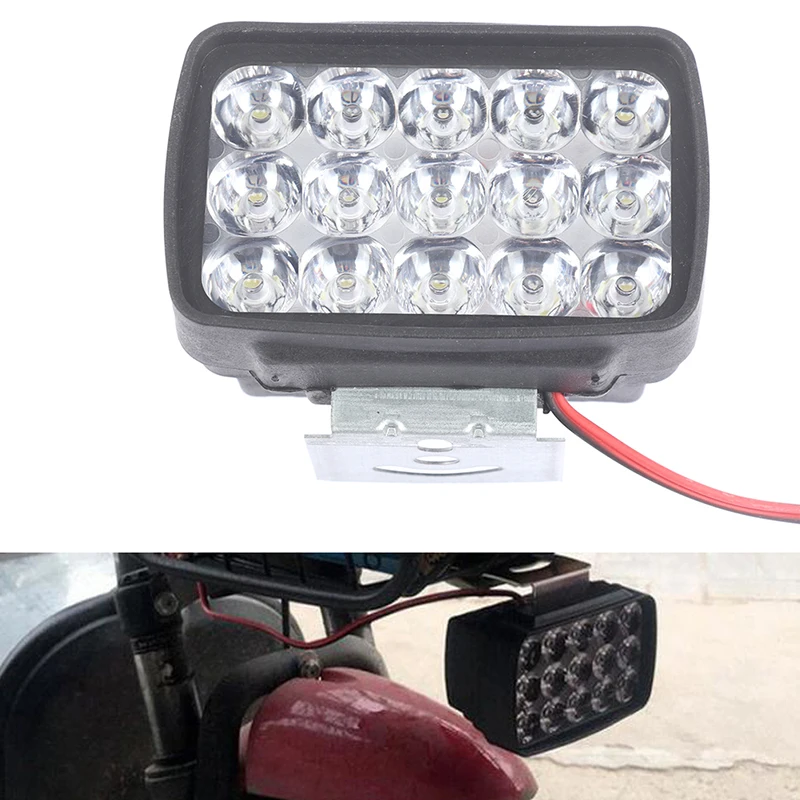 1PC Motorcycle Headlight Spot Light 12V-85V DC 15 LED 1000LM For Motos ATV Scooter Lighting