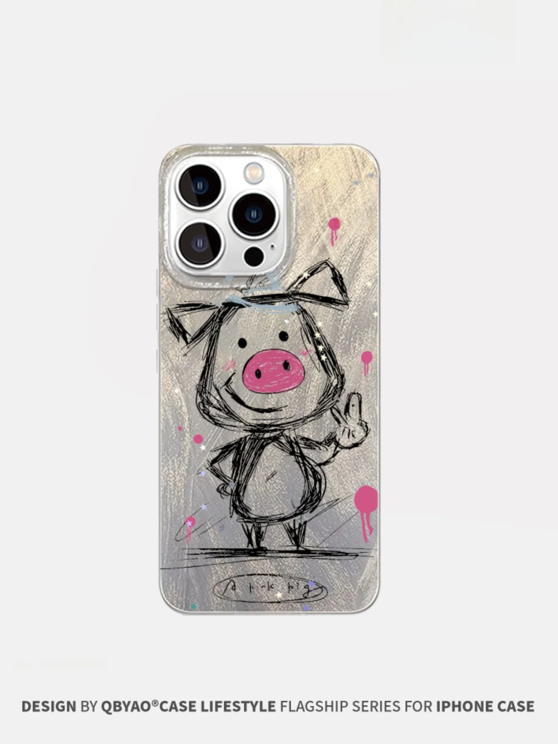 Funda para iPhone 16 Pro Max de Joana Douglas, Diseño de Plumas en Degradado, Cerdo de Dibujos Animados, Protección Completa ...