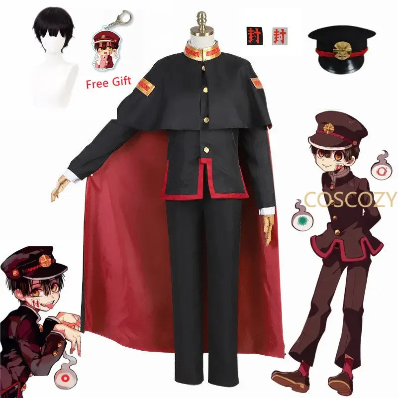 

2025 New Anime Jibaku Shounen Yugi Amane Cosplay Costumes Toilet bound Hanako kun Cloak Black Full Set Uniform Wig Ha
