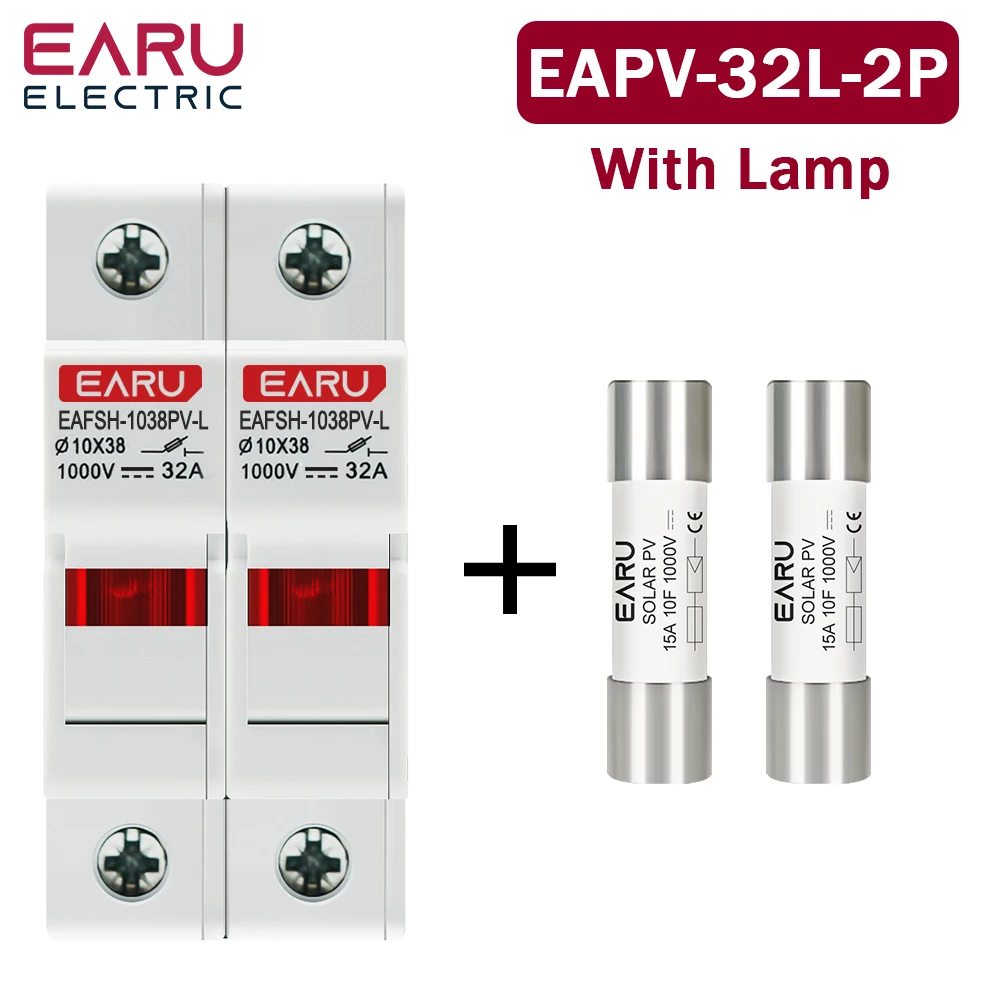 EARU 1 Set 2P Parallel DC1000V Sicherungshalter 10*38mm Hochspannungs-Solar-PV 6-32A Basis Photovoltaiksystem-Schutzschalter GPV