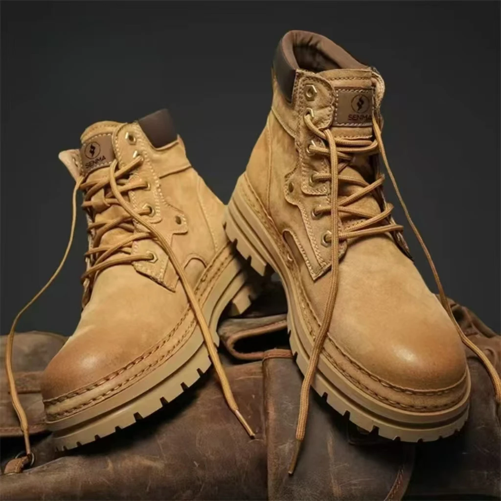 

High Quality Men Boots Shoes High Top Fashion Sneakers Spring Autumn Rubber Outdoor Zapatillas Hombre Man Ankle Works Boots F4