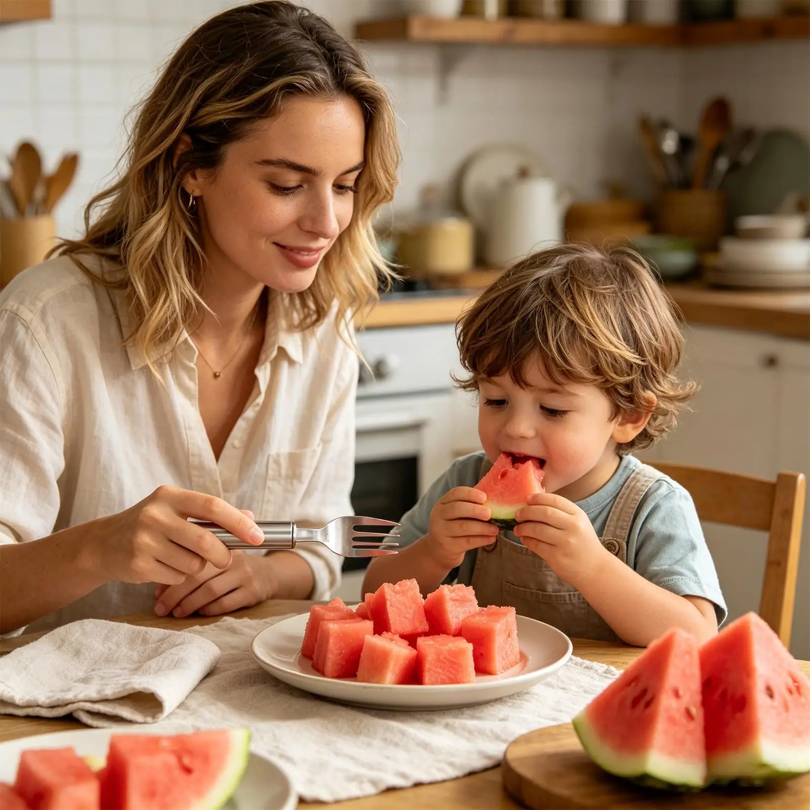 Watermelon Slicer Double Headed Kitchen Fruit Fork Stainless Steel Fruit Cutter For Kitchen Home Picnic Barbecue Outdoor Dining