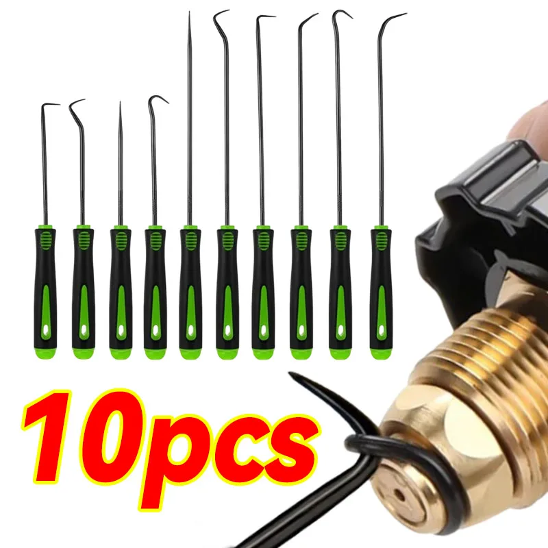 Extrator profissional de gancho de precisão, ferramentas de reparo de automóveis, 4/10 peças, conjunto de driver de vedação de óleo verde automotivo, ferramenta de remoção de anel o