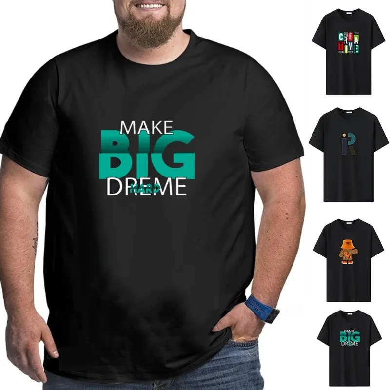 

Men's Printed T-shirt Plus Size 110-175kg 6XL/7XL Black Short Sleeve Cotton Tee Round Neck Summer Big Size Oversized Tops