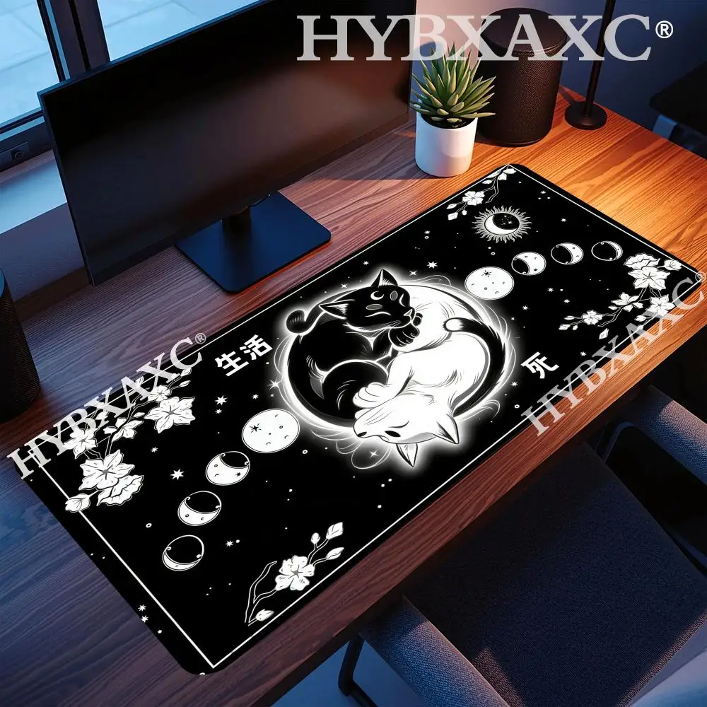 

HYBXAXC Koi Fish Desk Mat Black & Gold Mouse Pad Moon Cloud Sunrise Aesthetics Mousemat Large XXL Gaming Deskmat Rubber