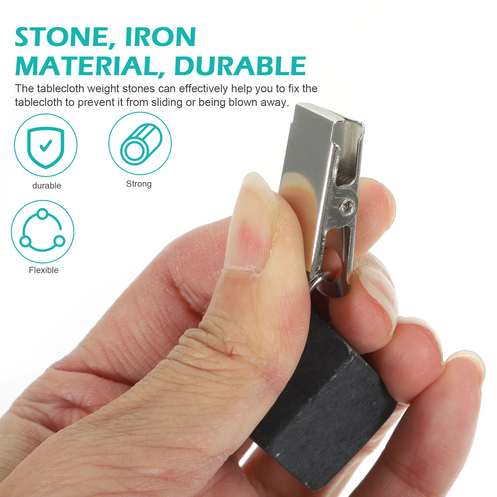 

4Pcs Tablecloth Weights Stone Clips Table Cover Clamps Prevent Wind Slip for Outdoor Garden Patio Camping