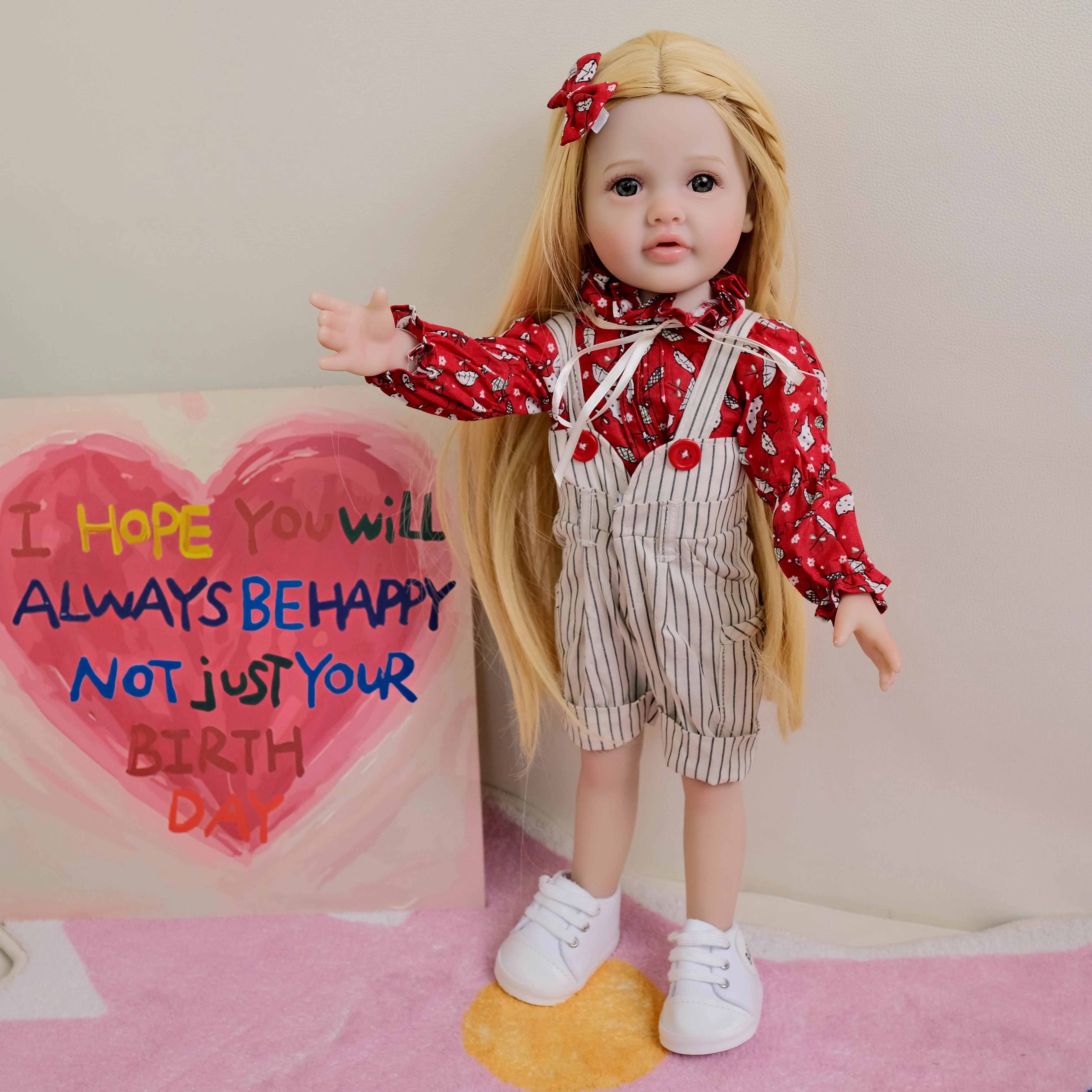 NPK 18 بوصة طفل فتاة دمية كاملة الفينيل الجسم بيتي نابض بالحياة دمية طفل هدية عيد الميلاد للفتيات