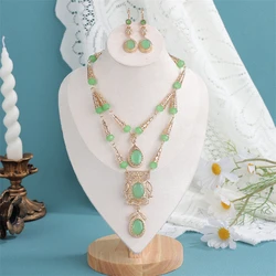 Arabian Bead Necklace Double Chai Sunspicems Elegent Gold Color Necklace for Women Caftan Choker Algeria Bride Wedding Jewelry