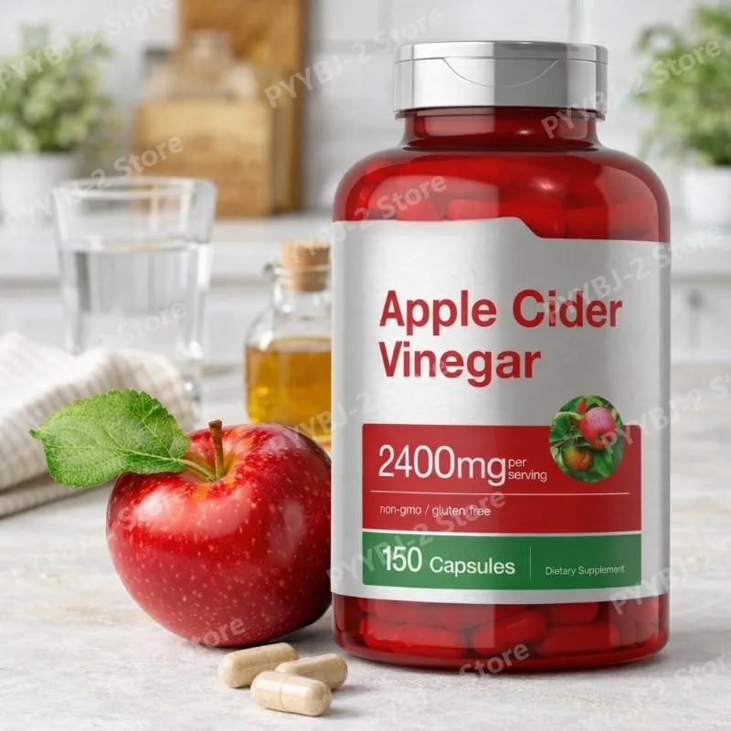 

Apple Cider Vinegar Capsules with Natural Ingredients Daily Wellness Supplement Non-GMO Gluten Free 150 Count Per Bottle