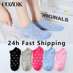 2 Pairs/set Ankle Socks Women Female Ladies Casual Fashion Low Tube Short Socks Kawaii Love Heart Invisible Sock Slippers