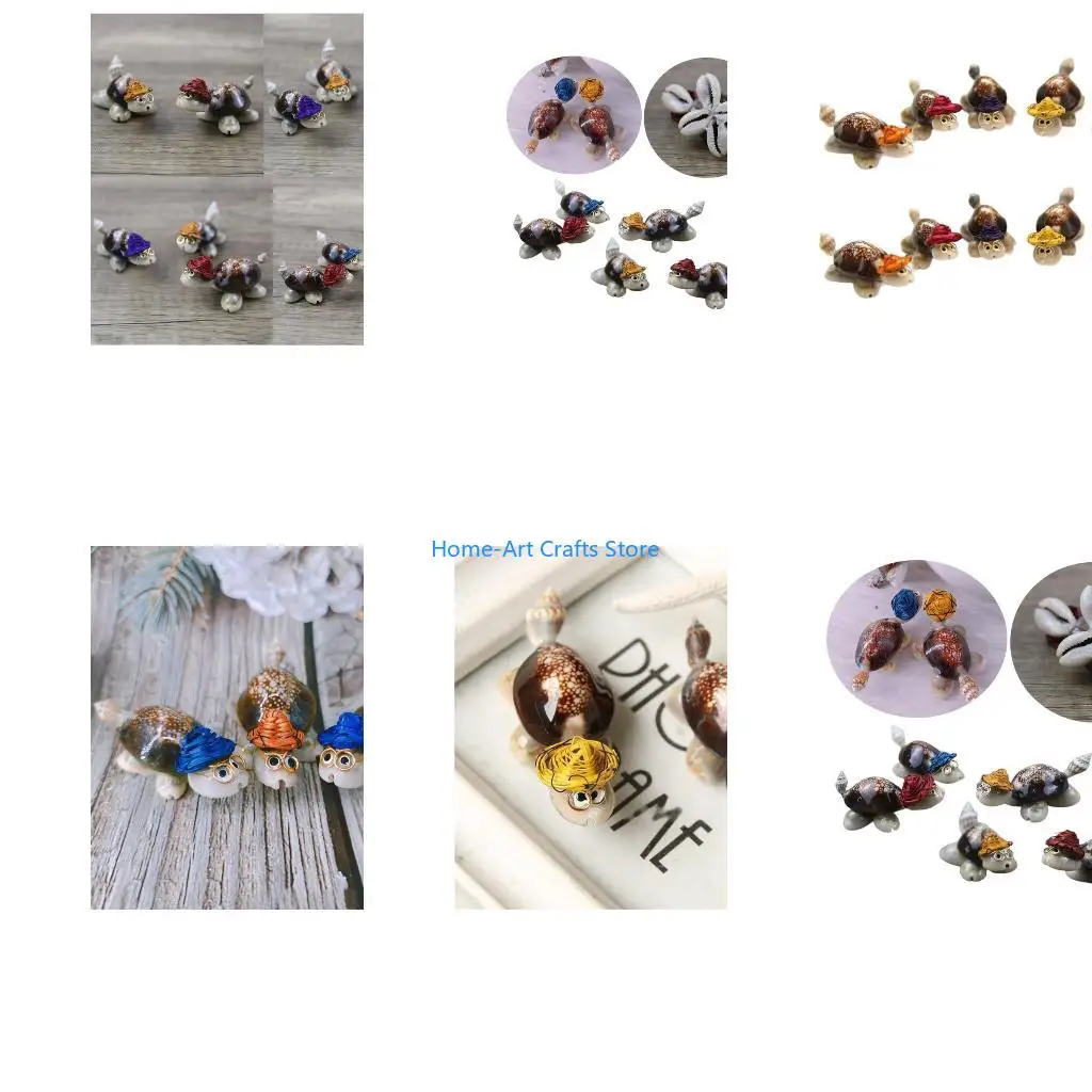 Y3NA 10Pcs Conch Turtles Figure Toy Miniature with Hat Aquariums Decorations