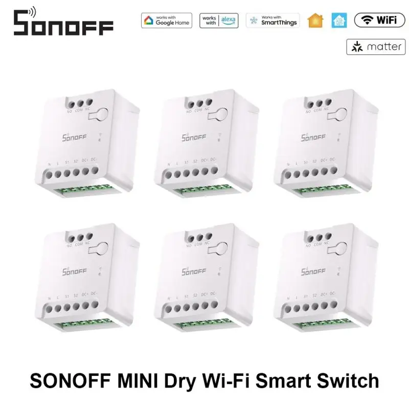 

SONOFF MINI-D Dry Contact Wi-Fi Smart Switch Matter Совместимый вход переменного/постоянного тока Чип ESP32 Управление умной группой сцен через EWeLink