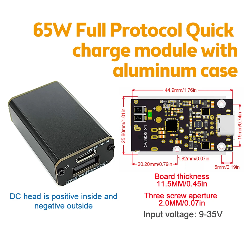 DC 9V-35V 65W Full Protocol Mobile Phone Fast Charging Module Type-C USB Charger Module Supports QC4.0 PD2.0/3.0/PPS