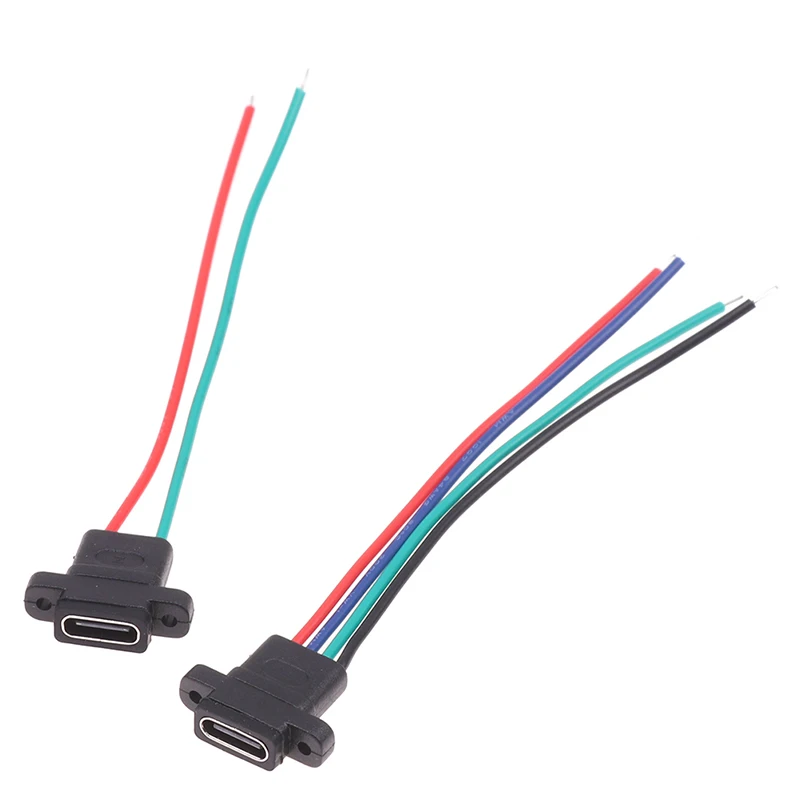 (.) Type-C 2Pin 4Pin Welding Wire Female Waterproof Female Socket Rubber Ring Current Fast Charging port