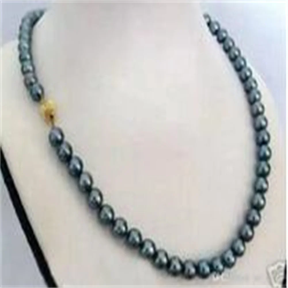 

Pretty!8mm Black Akoya shell Pearl Cultured Necklace 18"