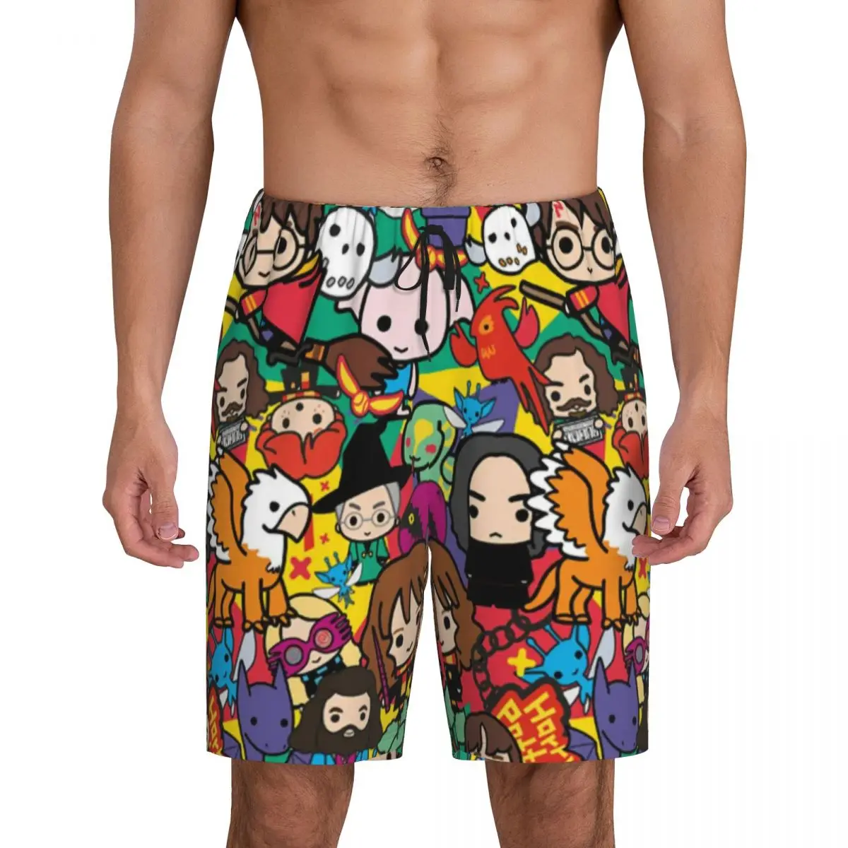 

Custom Printed Men's Harrys Magic Adventure Movies Potters Pajama Bottoms Sleepwear Pjs Sleep Shorts with Pockets