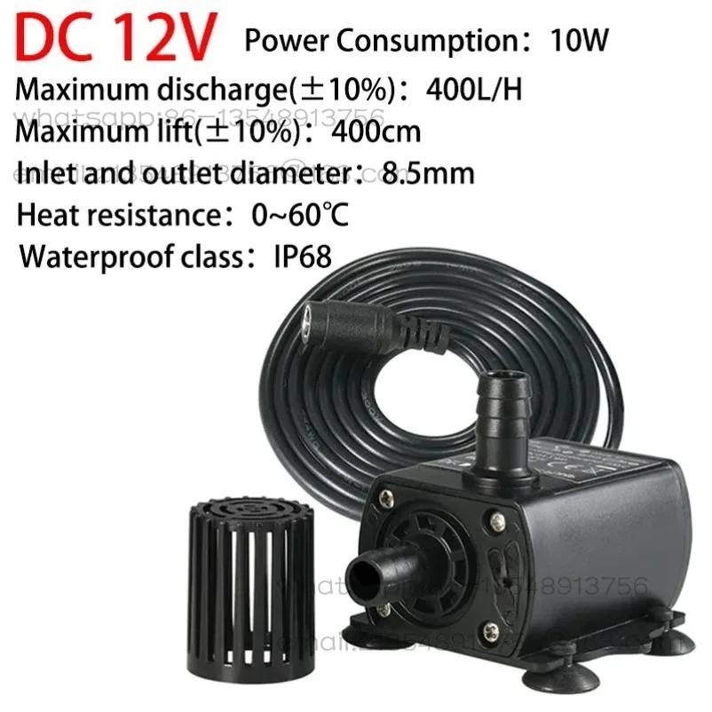 Ultra-quiet DV12V Solar Brushless Water Pump 400L/H Computer Water-cooled  Circulation Fountain Water and Land  Pump