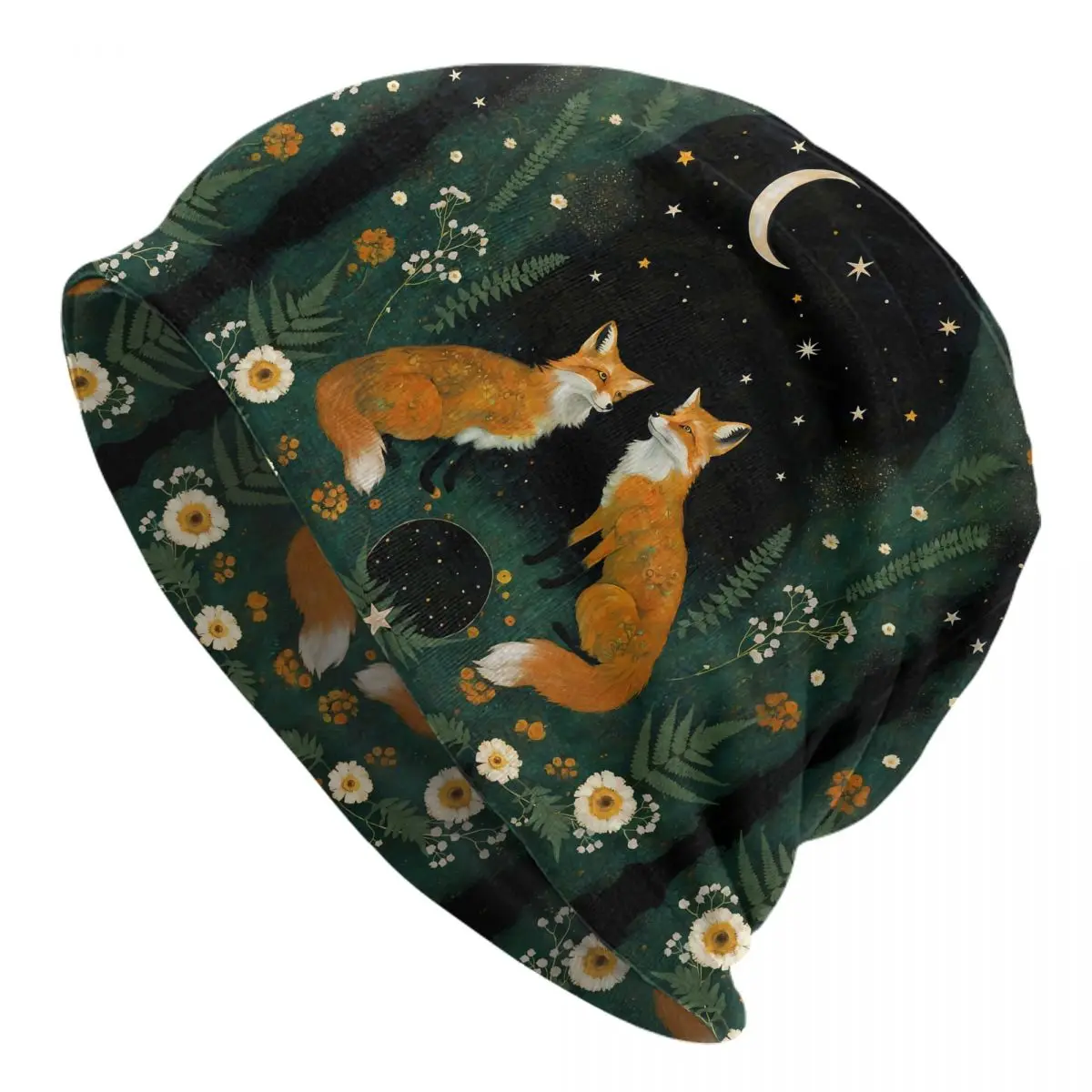 British Folk Skullies Beanies Outdoor Hats Foxes Moon Stars Thin Bonnet Hipster Caps Men