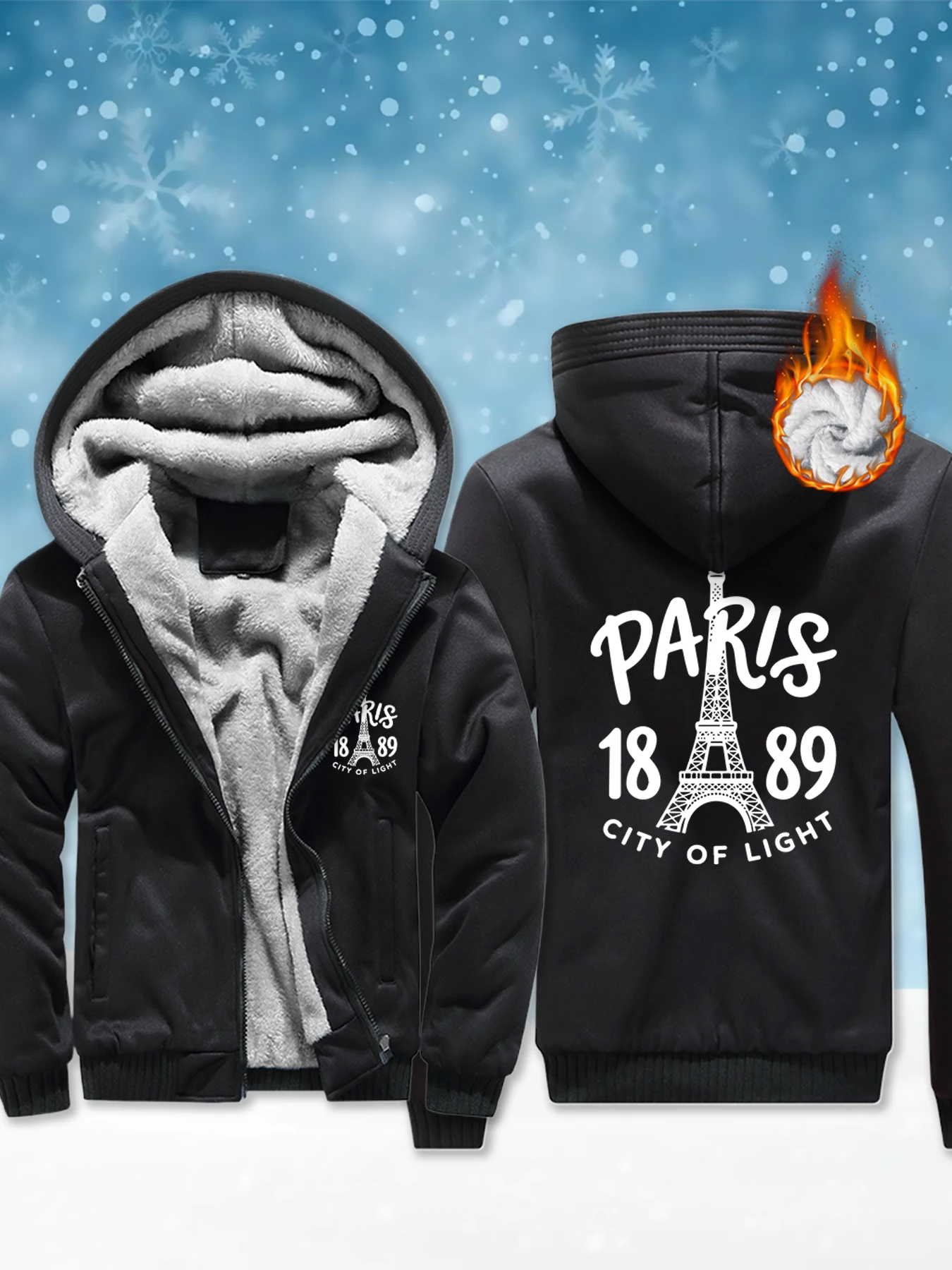 

Мужское пальто с принтом Paris City Of Light 1889s, модные толстовки на молнии, толстые повседневные куртки, мягкая теплая уличная одежда высокого качества