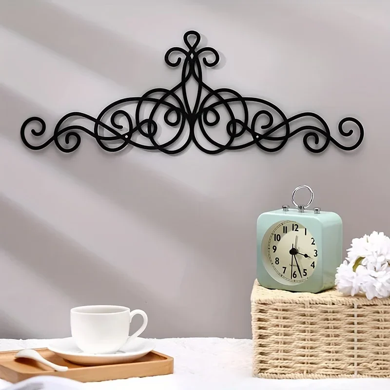 Metal Wall Decor, Traditional Metal Scroll Wall Art Decor, Rustic Iron Wall Medallion Black Metal Scroll Iron Plaque Gift