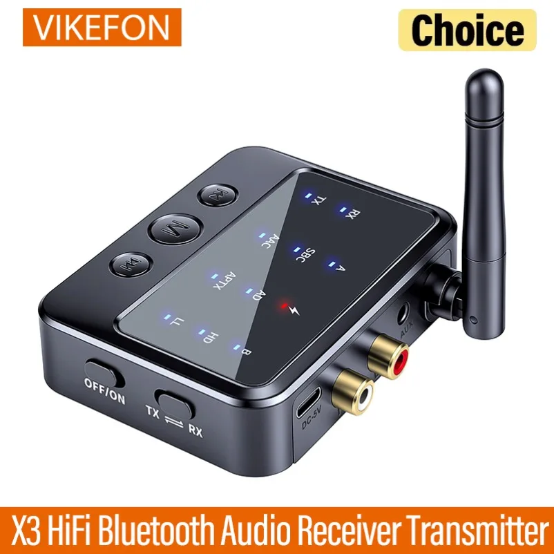 X3 Bluetooth Audio Adapter Obstacle-free Transmission RCA AUX Dual Interface Low Latency For Home Stereo TV Gaming Headset Use