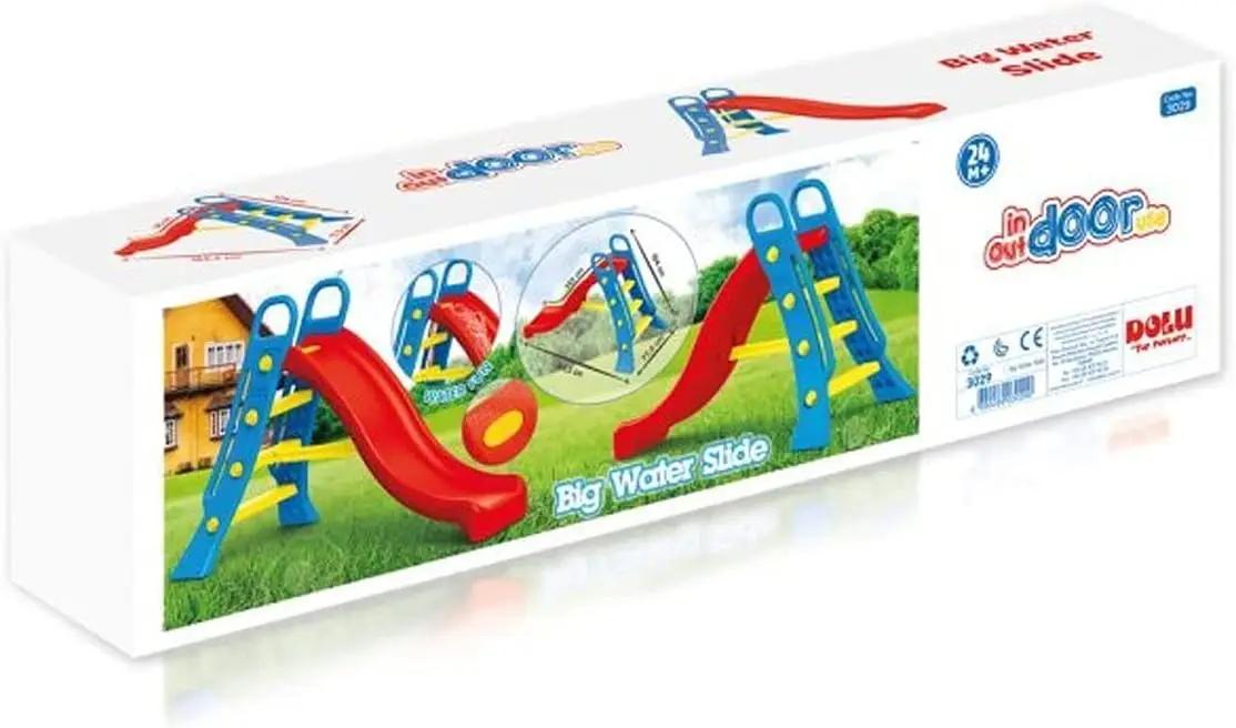 Big Water Slide - Colorful Plastic Outdoor Water Slide, Attach to Garden Hose for Water Feature, Indoor Use Too, Kids & Toddlers