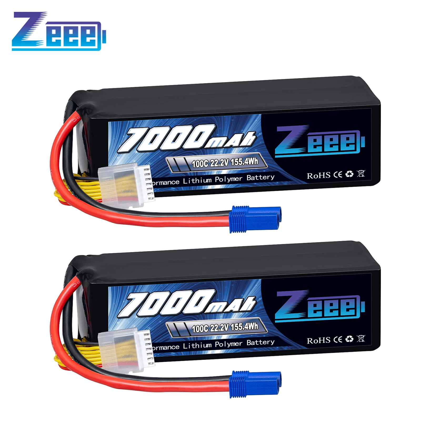 2pcs Zeee Lipo Battery 4S/6S 22.2V 100C 7000mAh Softcase with EC5 Plug for RC Car Truck Tank Racer Hobby FPV Drone Battery Parts