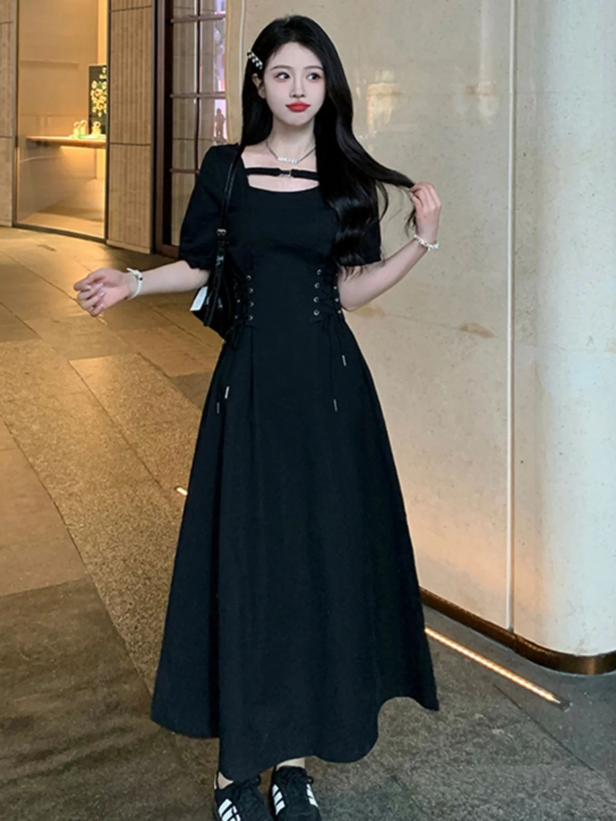 

plus Size Summer Women's Dr Waist Cinching Slimming A-Line Bla Dr Conceal Meat Anti-Aging Denim Dr