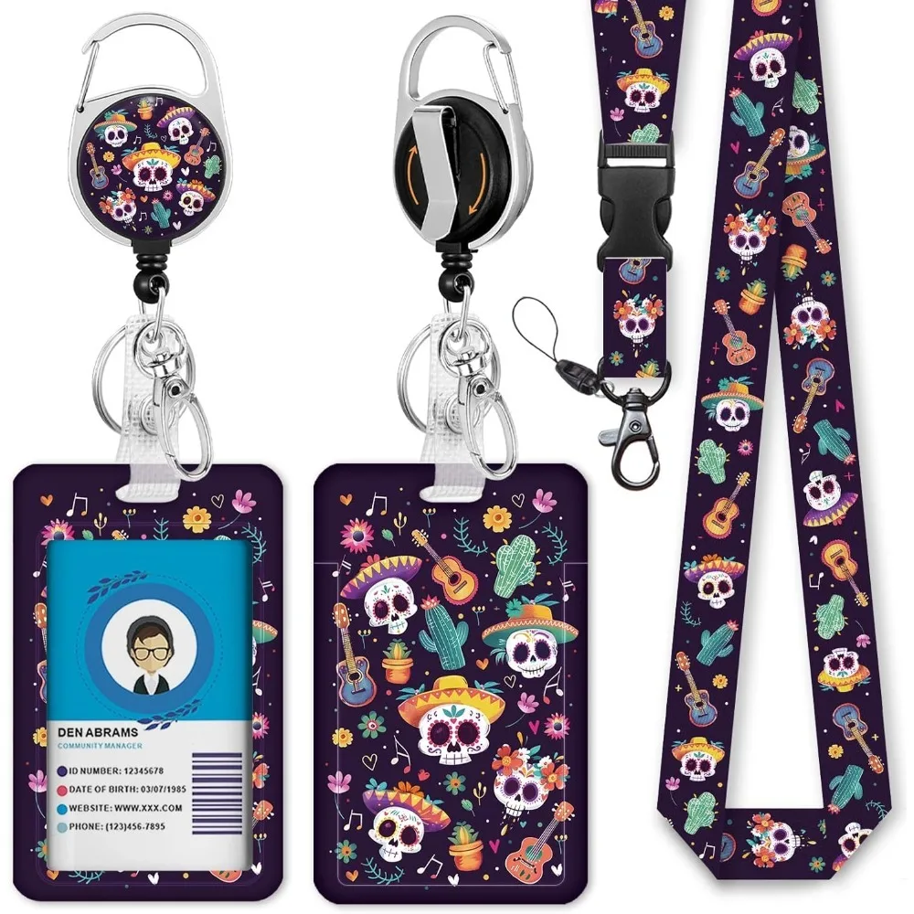 

ID Badge Holder with Lanyard Badge Reel Retractable, ID Holder Keychain Clip Name Tag ID Card Holder for Work Office