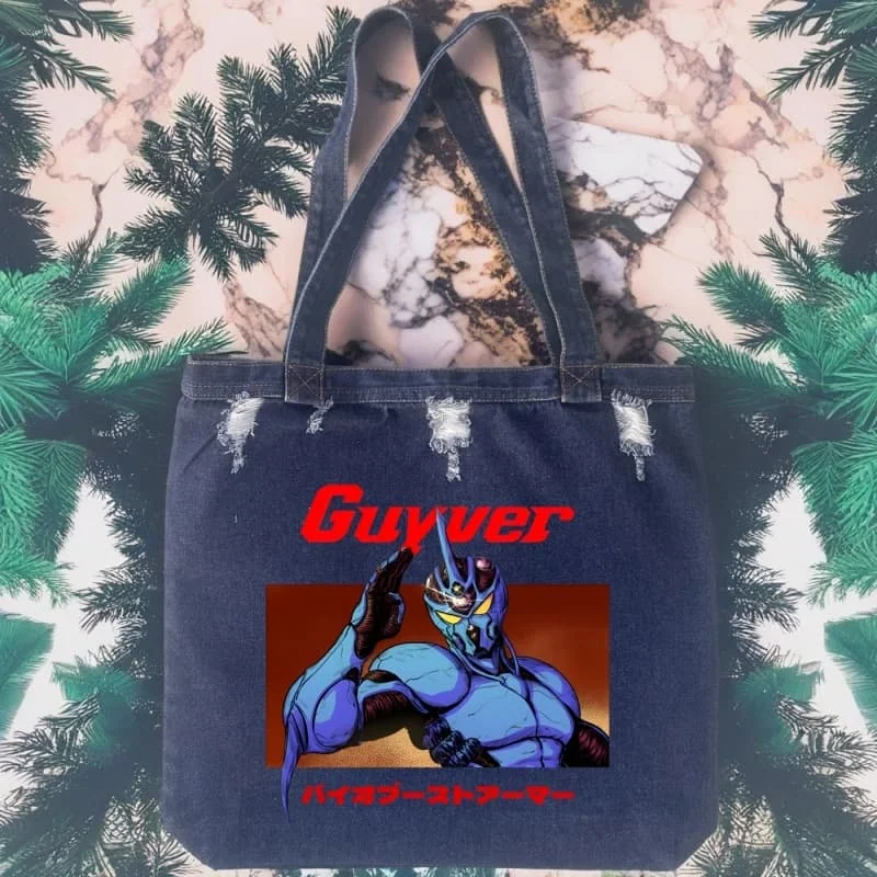 Guyver Bio Booster Armor Manga Anime Unisex Denim Tote Handtassen Grote capaciteit Lichtgewicht schouderreizen onderarmtassen