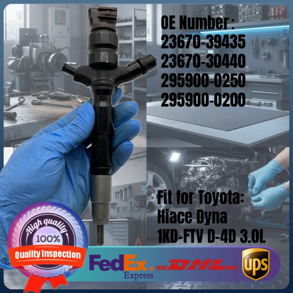 

Diesel Fuel Injector 23670-39435 23670-30440 295900-0250 295900-0200 for Toyota Hiace Dyna 1KD-FTV D-4D ENGINE 3.0L