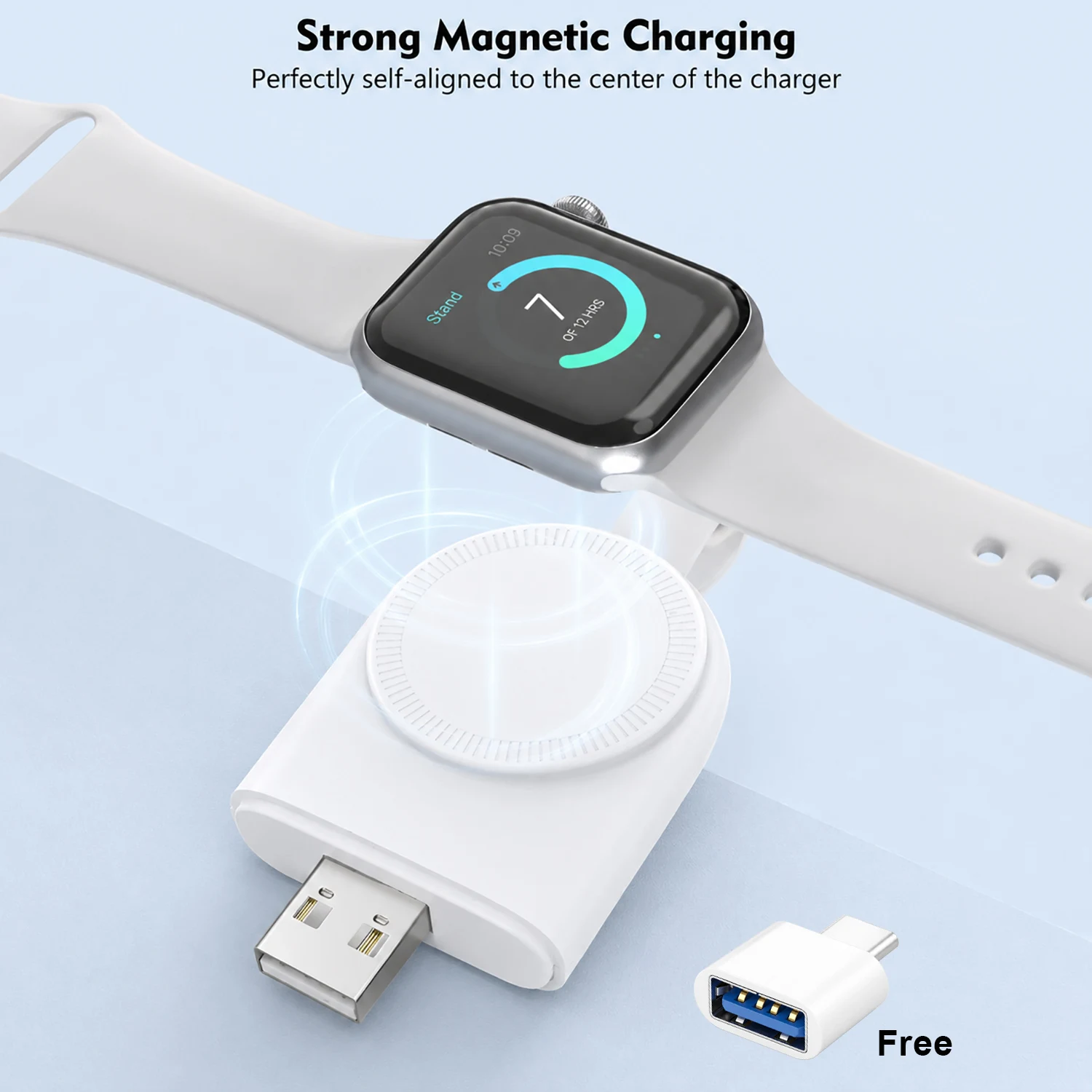 MIni Wireless Magnetic Watch Charger Base USB Ports Charging for Apple Watch Portable Charger With Type-C Adapter