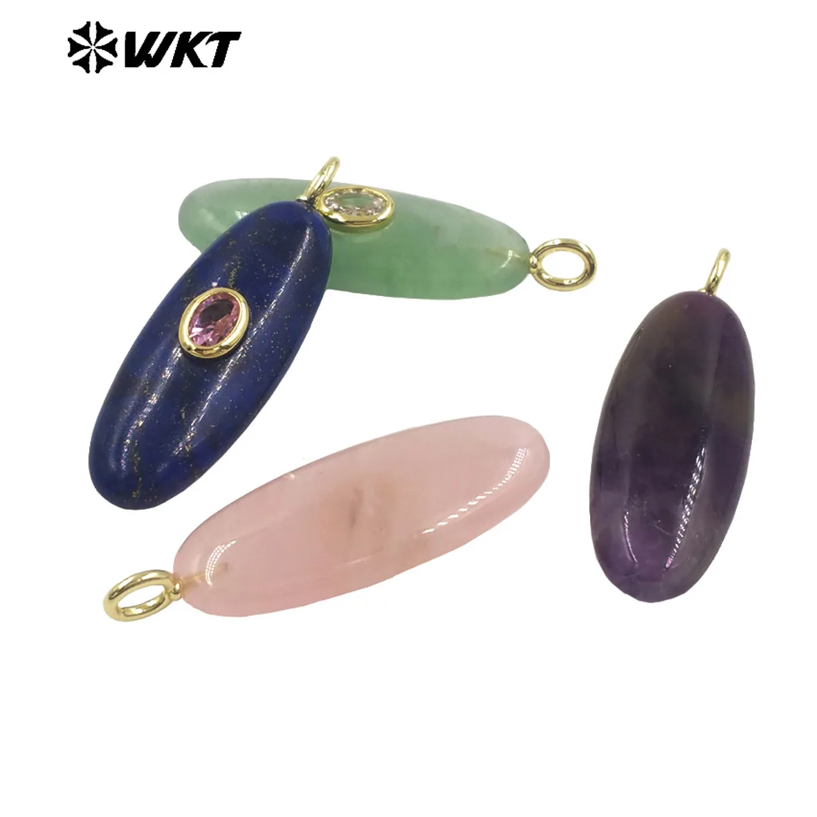 

WT-P2073 Newest Design Gemstone Cubic Zircon Oval Shape Pendant With 18K Real Gold Plated For Women Wedding Jewelry