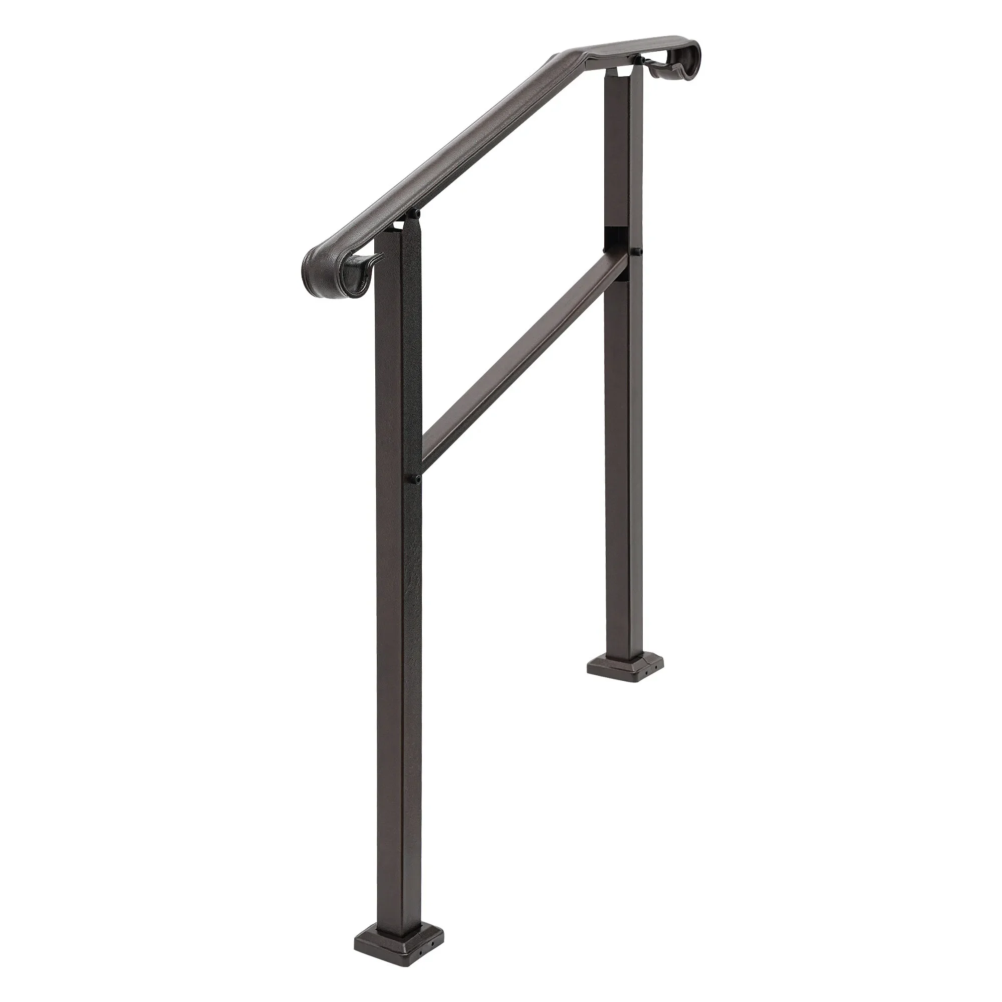 3-ступенчатая лестница с перилами, тип лестницы 400 кг, несущая 98*96 см для улицы, темно-коричневый/черный