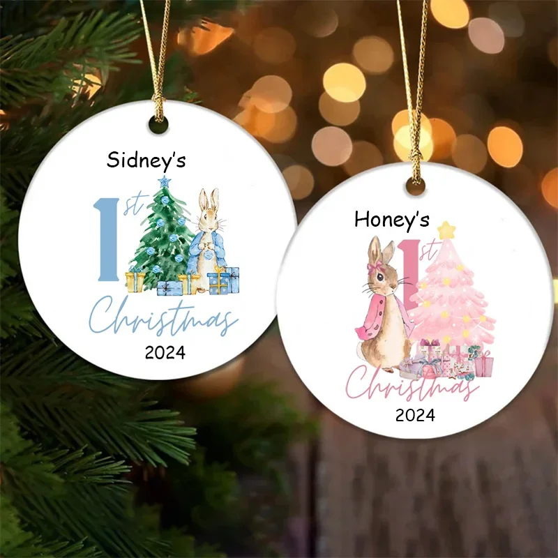 Personalised Custom Name baby shower girl boy first 1st Christmas holiday 2024 Ornament merry Xmas Tree decoration keepsake gift