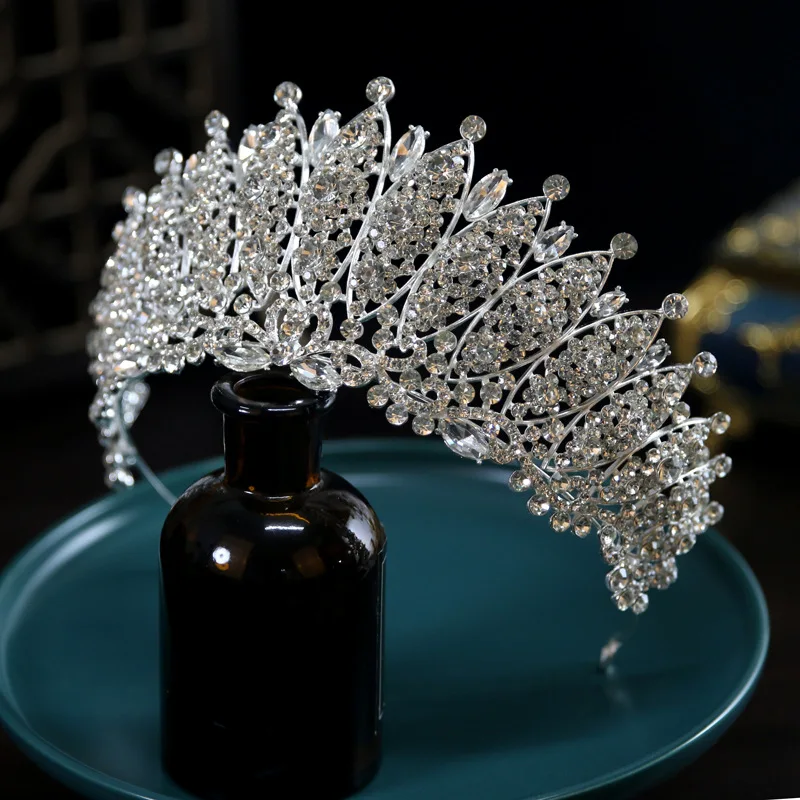 Baroque Luxury Handmade Crystal Bridal Tiaras Cubic Zircon Crown Rhinestone Pageant Diadem Headpieces Wedding Hair Accessories