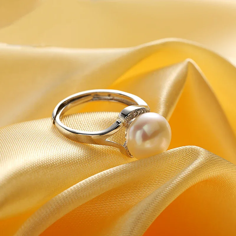 HENGSHENG Elegant Ring of Natural Freshwater Pearl Female Rings Birthday Gift For Wome 925 Sterling Silver Pearl Jewelry