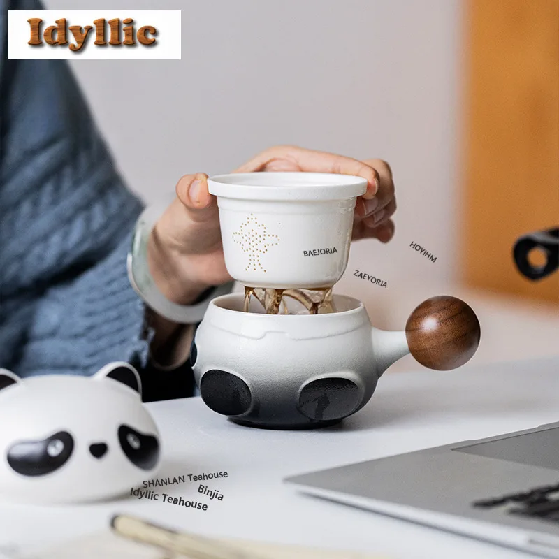 

280ml Panda Big Head Filter Tea Separator Cup Creative Tea Mug With Infuser Handgrip Cups Tea Brewing Office Water Cup Gift