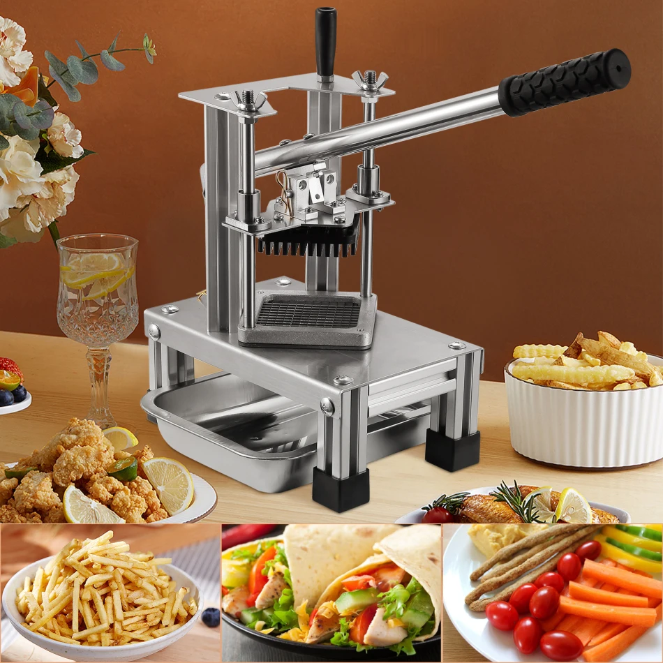 Commercial Grade Potato Slicer with Extended Handle and Food Plate Manual Slicer with 304 Stainless Steel Blade