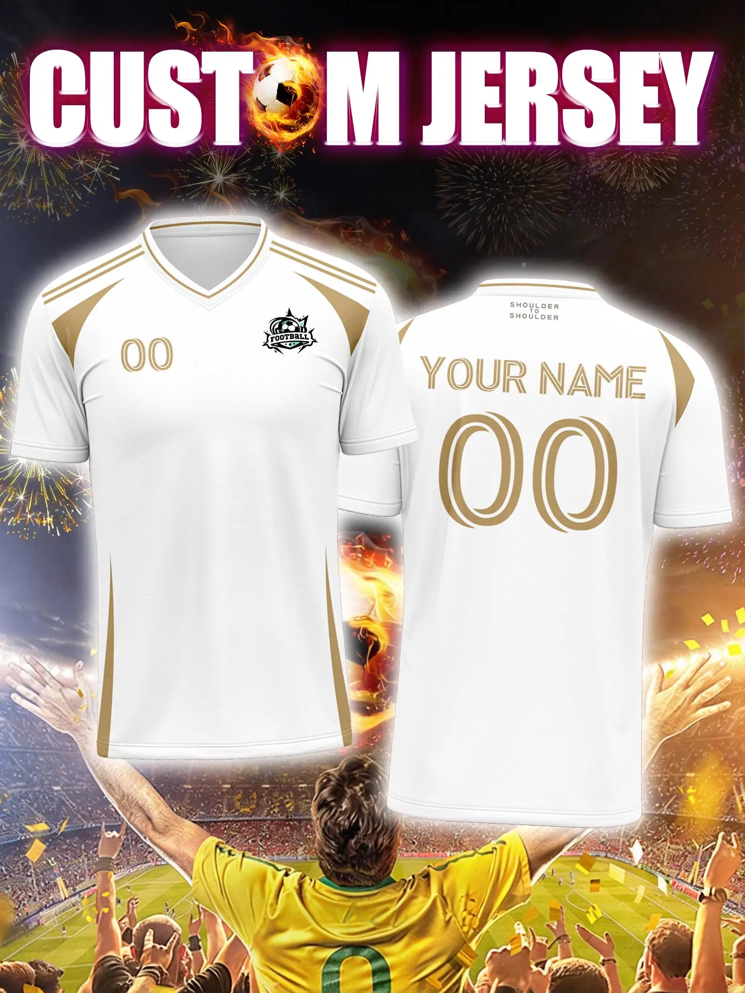 

Футбольная форма с индивидуальным изображением, номером и именем, с узорчатой отделкой карманов, стильным краем, для взрослых, для матчей.