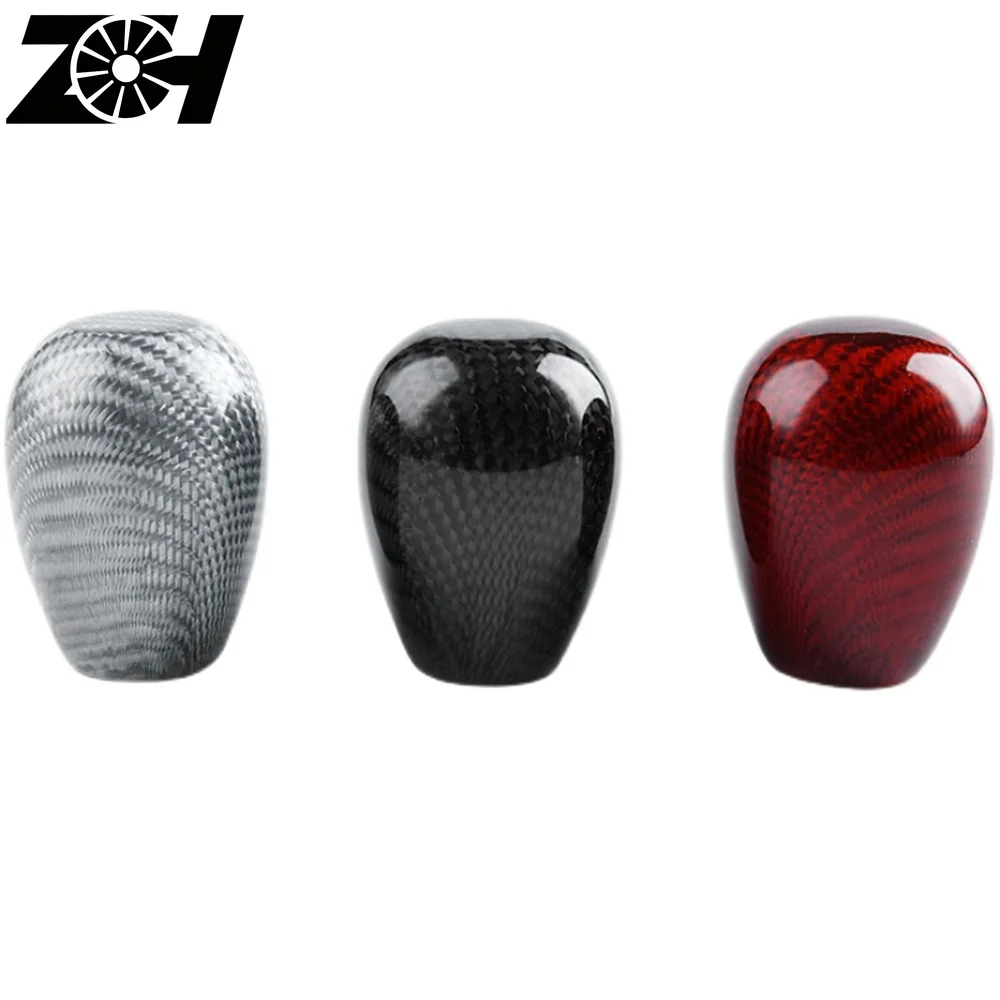 Universal 3 Colors Car AT MT Carbon Fiber Gear Shift Knob Gear Lever Adapter Manual Shifter Accessories