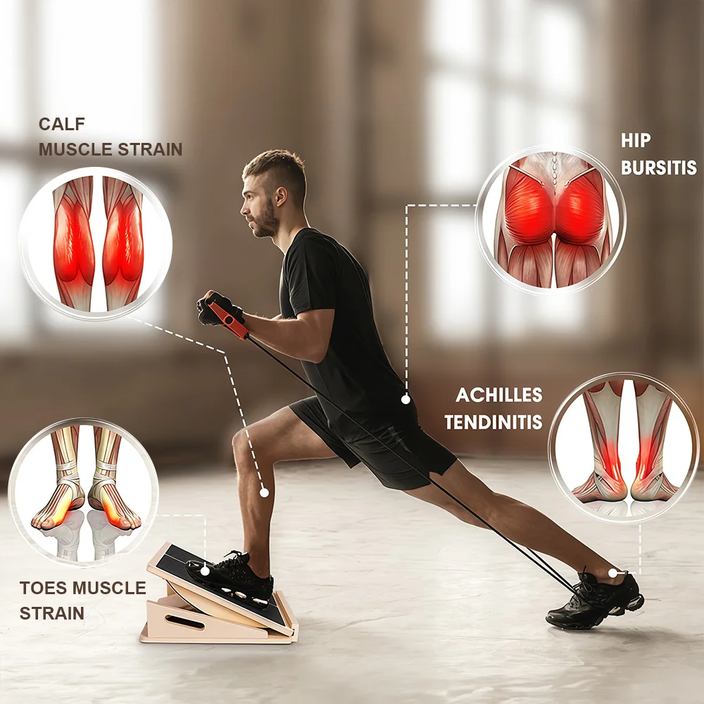 Verstellbares Wadenstreckbrett Fußwippe - Lindert Plantarfasziitis und Achillessehnen-Schmerzen, Verbessert die Flexibilität – Detail 6