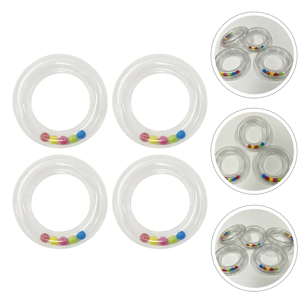 

4 Pcs Transparent Circle Rattle Baby Toys Lightweight Soothing Manual Funny Plastic Child