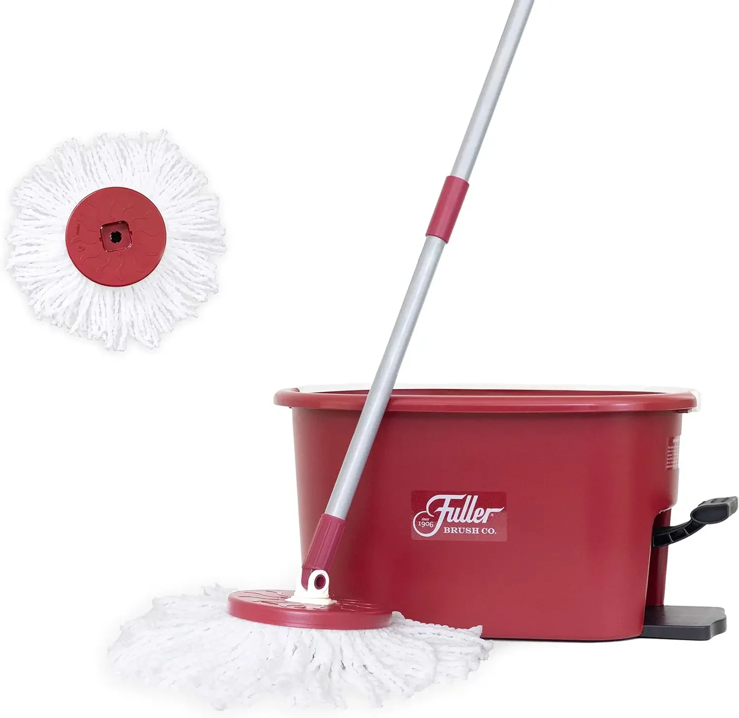 Mop Exclusive Bucket System Easy Wring 360° Spin Streak Free Floor Cleaning Ruby Red 1 Extra Refill Mop Head