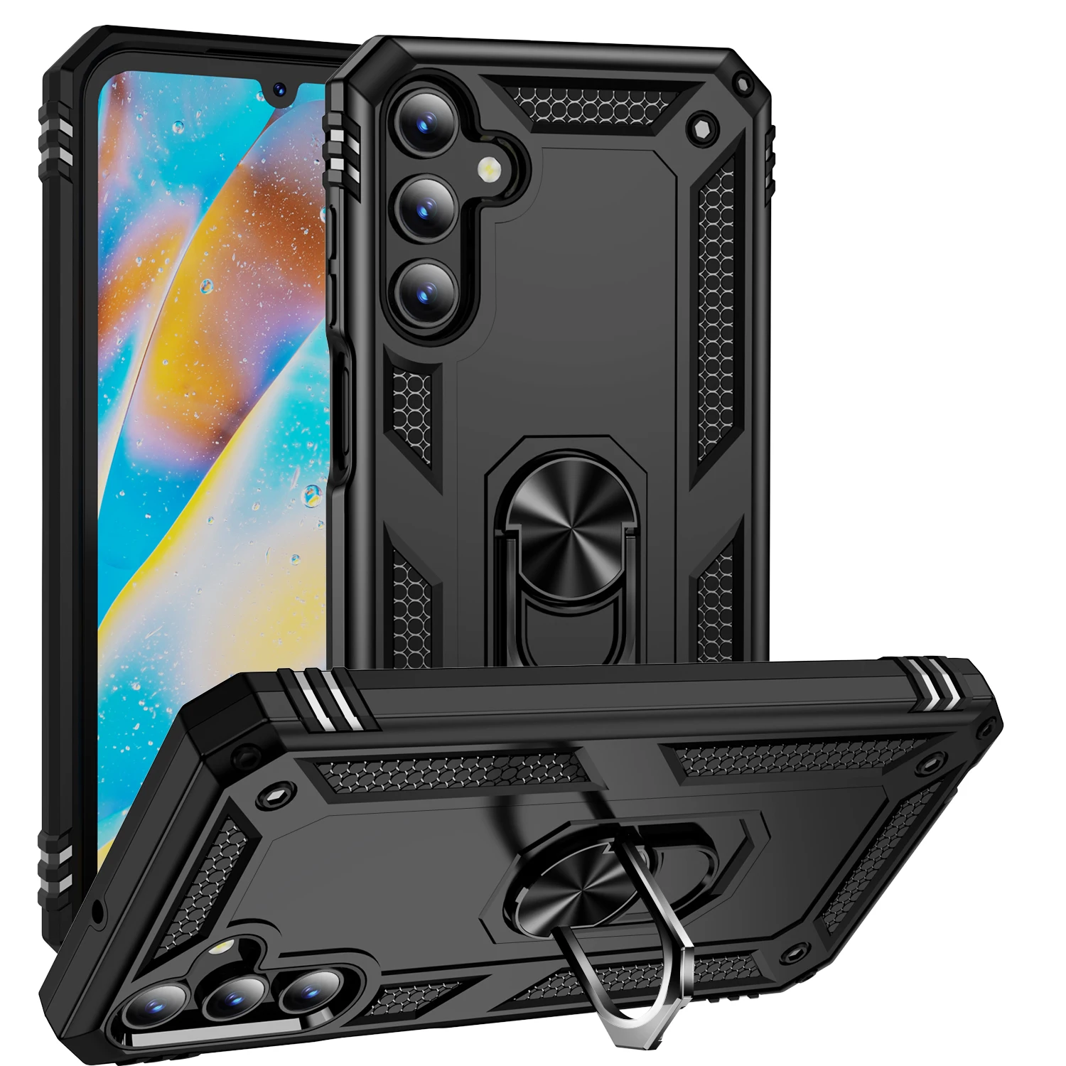 Heavy-duty Armored 2-in-1 Fall-proof Case for Samsung A15 A14 A35 A55 A24 A34 A54 A04 Rotating Ring Stand Phone Case