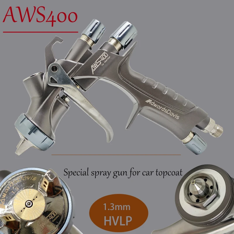 AWS400 HVLP High Atomization Automotive Paint Spray Gun Plum Blossom Nozzle for Topcoat Clear Coat Water-Based Paint