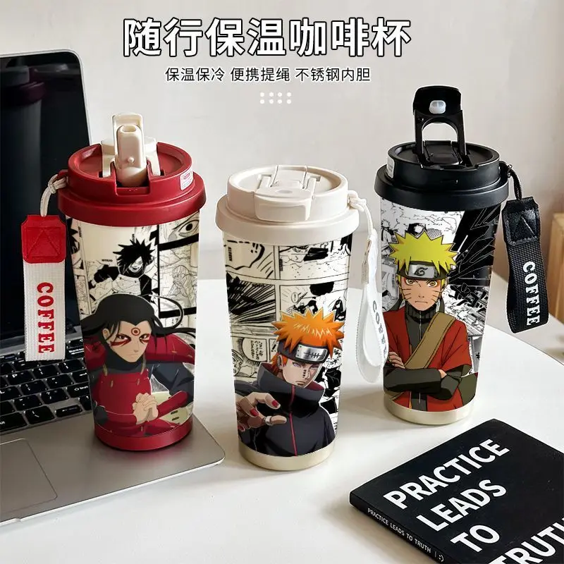 New Naruto Uchiha Sasuke Uzumaki Thermos Cool Animation Cartoon Printed Large Capacity High Color Portable Outdoor Straight Cup