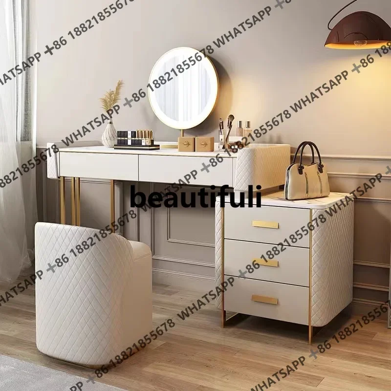 

F150 Solid wood dresser rock slab countertop bedroom storage cabinet advanced modern simple makeup table