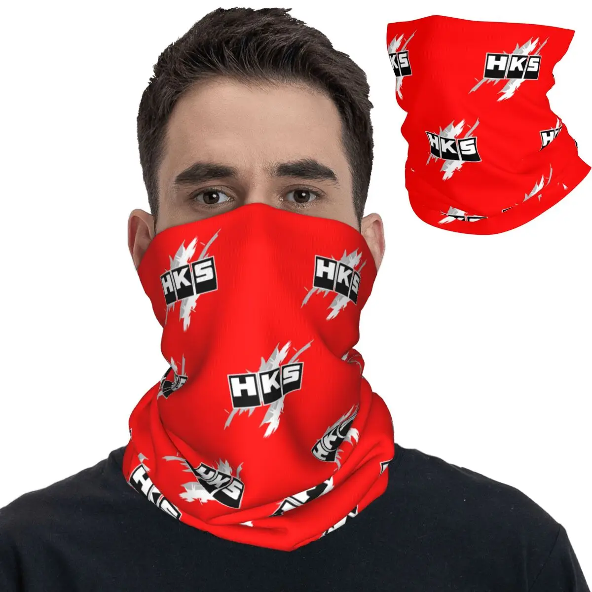 HKS Flag Bandana Neck Cover Printed Car Power Face Scarf Multifunctional Balaclava Outdoor Sports Unisex Adult Winter